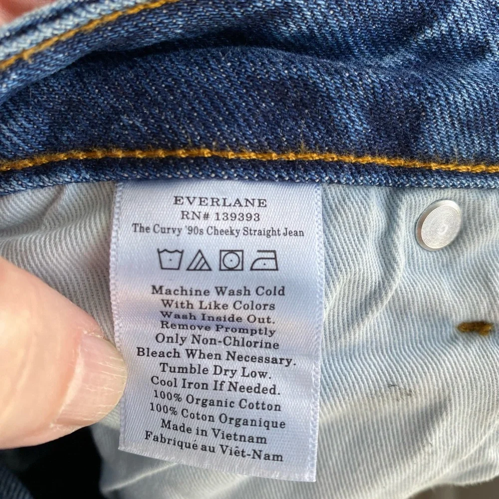 Everlane Cheeky Straight Leg Organic Cotton Classic Blue Denim Jeans 29 EUC